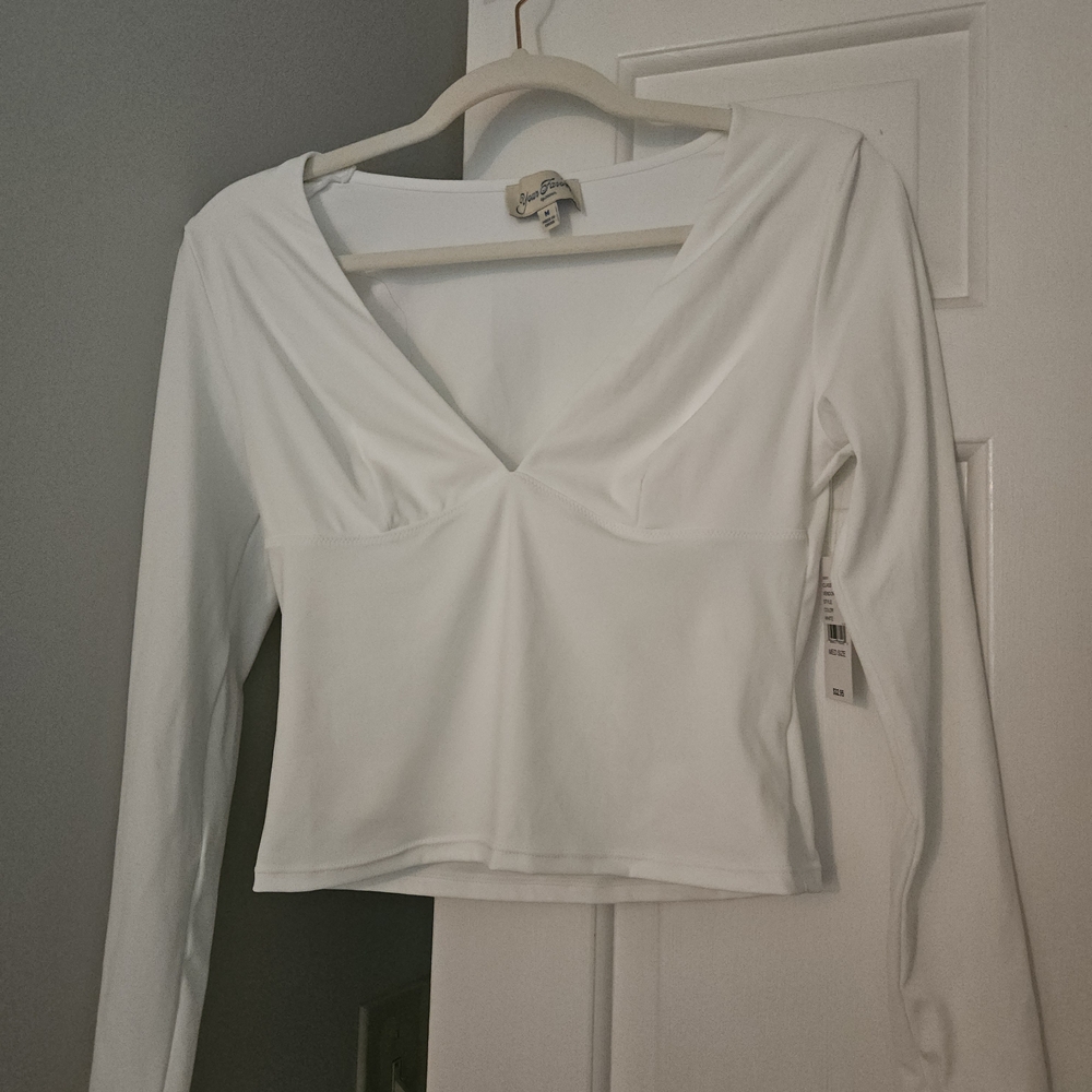 Plunge V-Neck Long Sleeve Top